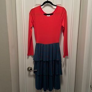BNWT LuLaRoe Georgia Dress Size Small Red and Forrest Green with Polkadots